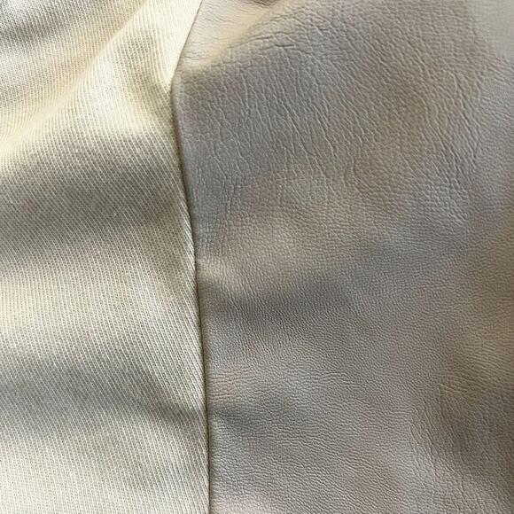 BlankNYC Style #30M-9027 Neutral beige Vegan LEATHER DRAPED Long Sleeve JACKET - Picture 8 of 11